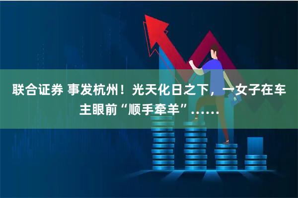 联合证券 事发杭州！光天化日之下，一女子在车主眼前“顺手牵羊”……